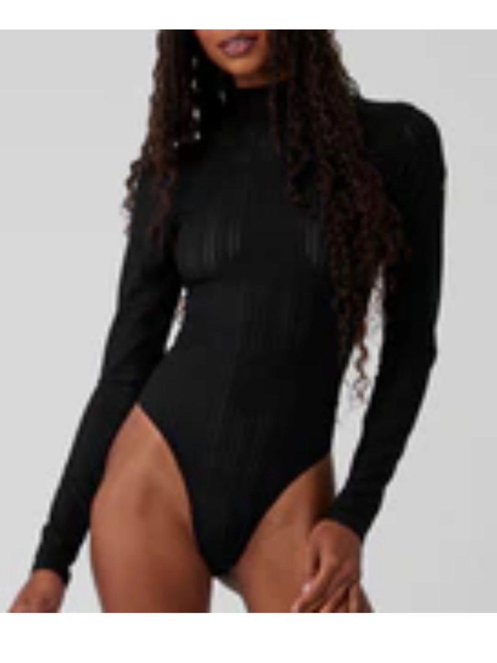 NWOT Alo Yoga Black Euphoria Button-Back Long Sleeve Bodysuit, XS